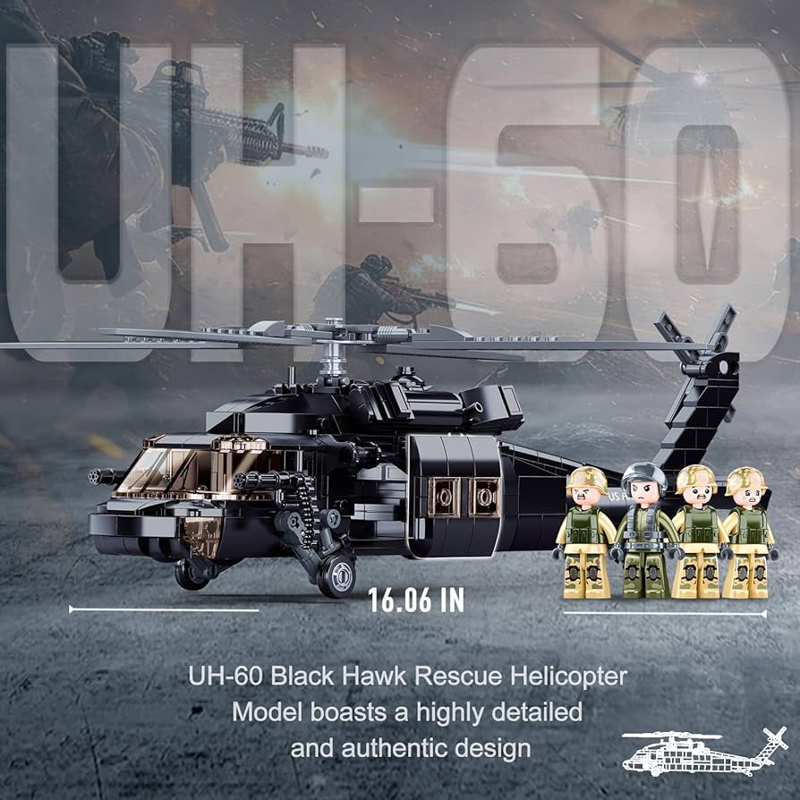 brickmania製アメリカ軍ブラックホーク　デルタフォース部隊セット Amazon.com: UH-60 Black Hawk Helicopter Military Set, Army